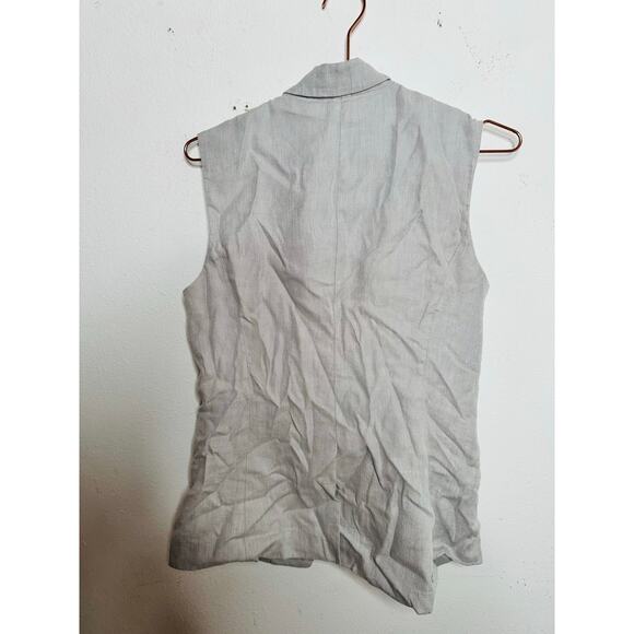 DEREK LAM 10 CROSBY Grey Linen Sleeveless Tailored Single Button Vest Size 6 - Picture 4 of 12